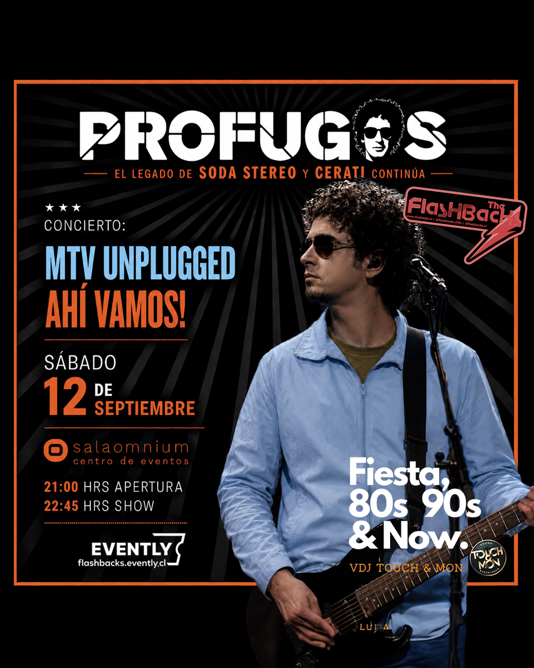Prófugos en vivo! Presenta 3 Hitos — Sala Omnium, 12 de septiembre