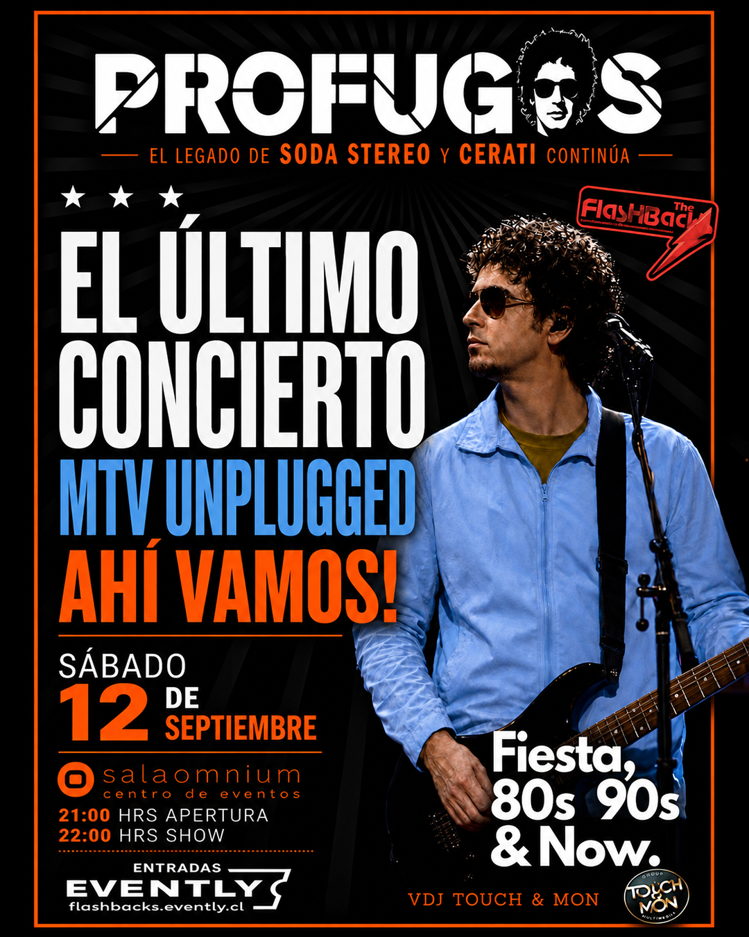 Prófugos en vivo! Presenta 3 Hitos — Sala Omnium, 12 de septiembre